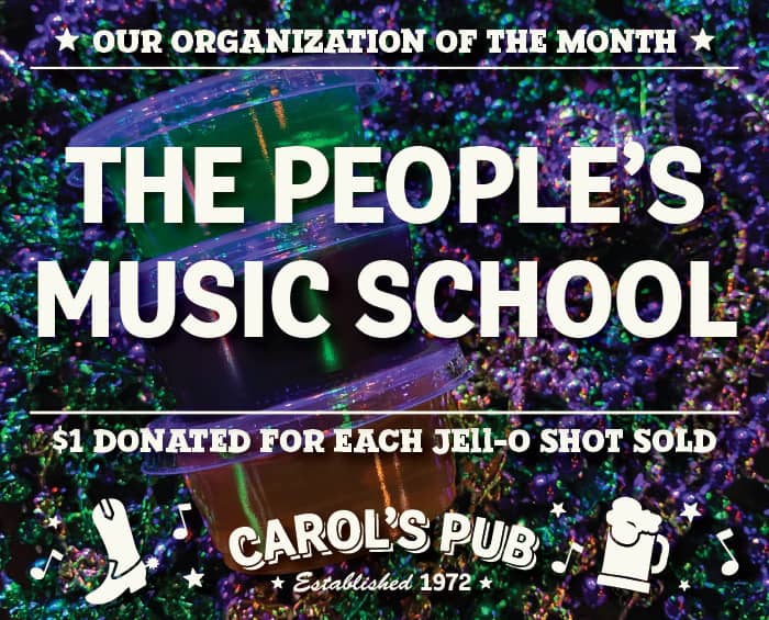 Poster for The People's Music School, February's Organization of the Month