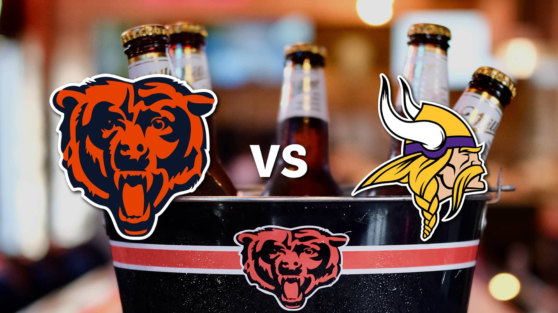 Promotional image for Chicago Bears vs Minnesota Vikings on September 8, 2025, at Carol's Pub