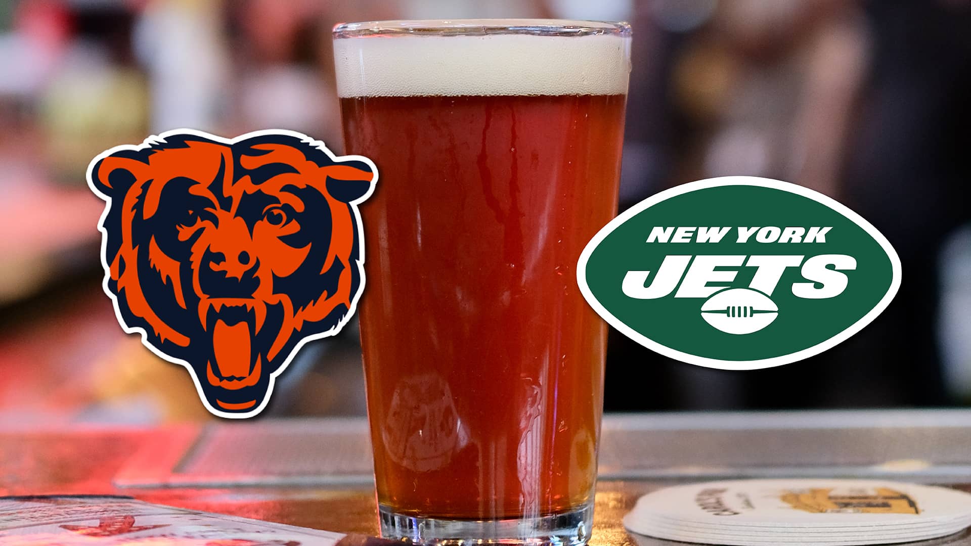 Promotional image for Chicago Bears vs New York Jets on October 4, 2026, at Carol's Pub