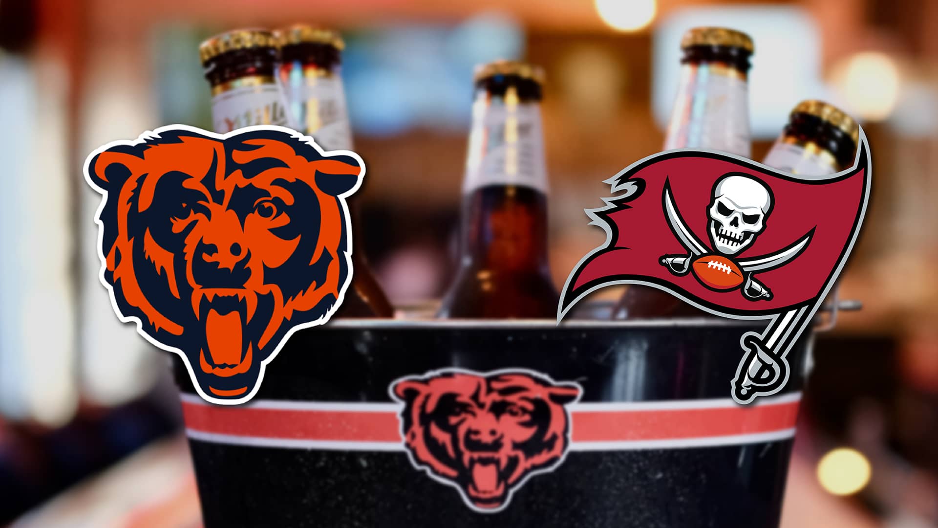 Promotional image for Chicago Bears vs Tampa Bay Buccaneers on November 8, 2026, at Carol's Pub