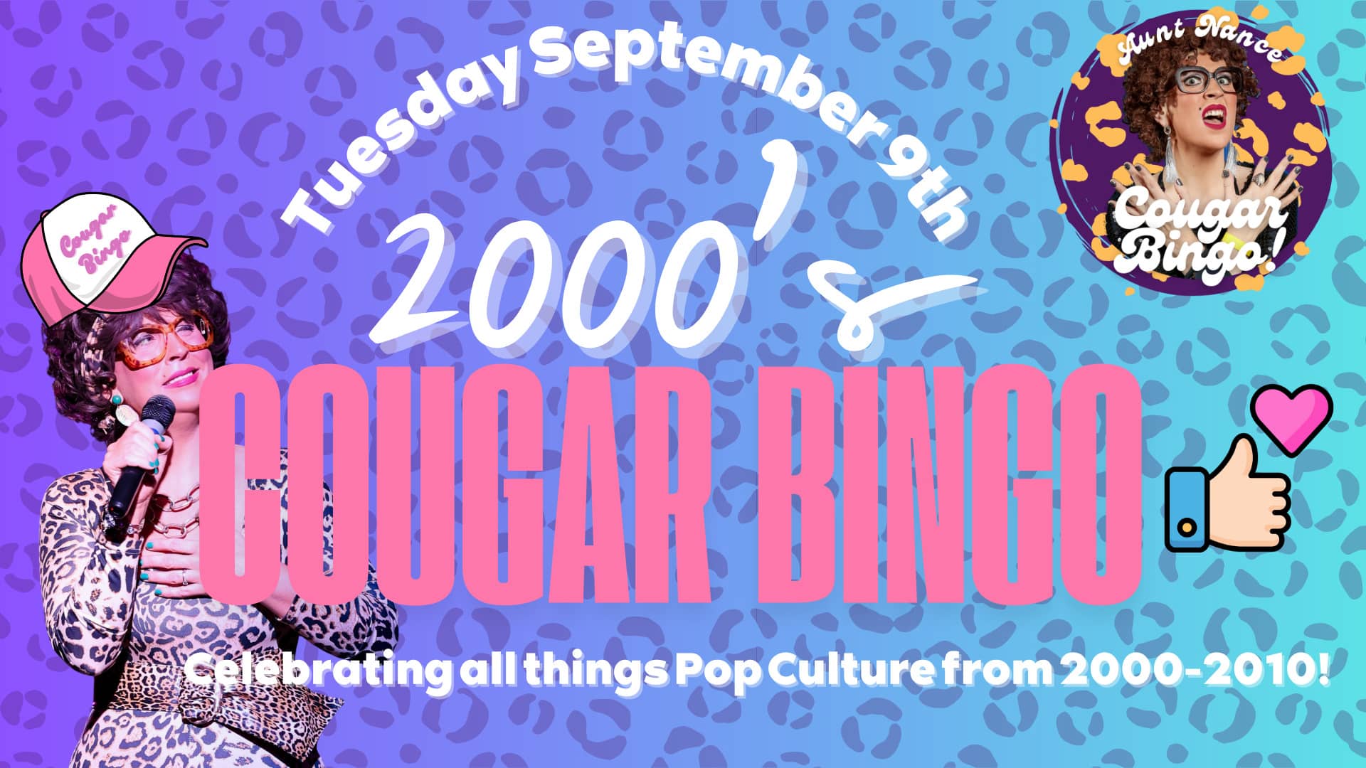 Promotional image for Cougar Bingo with Aunt Nance on September 9, 2025, at Carol's Pub