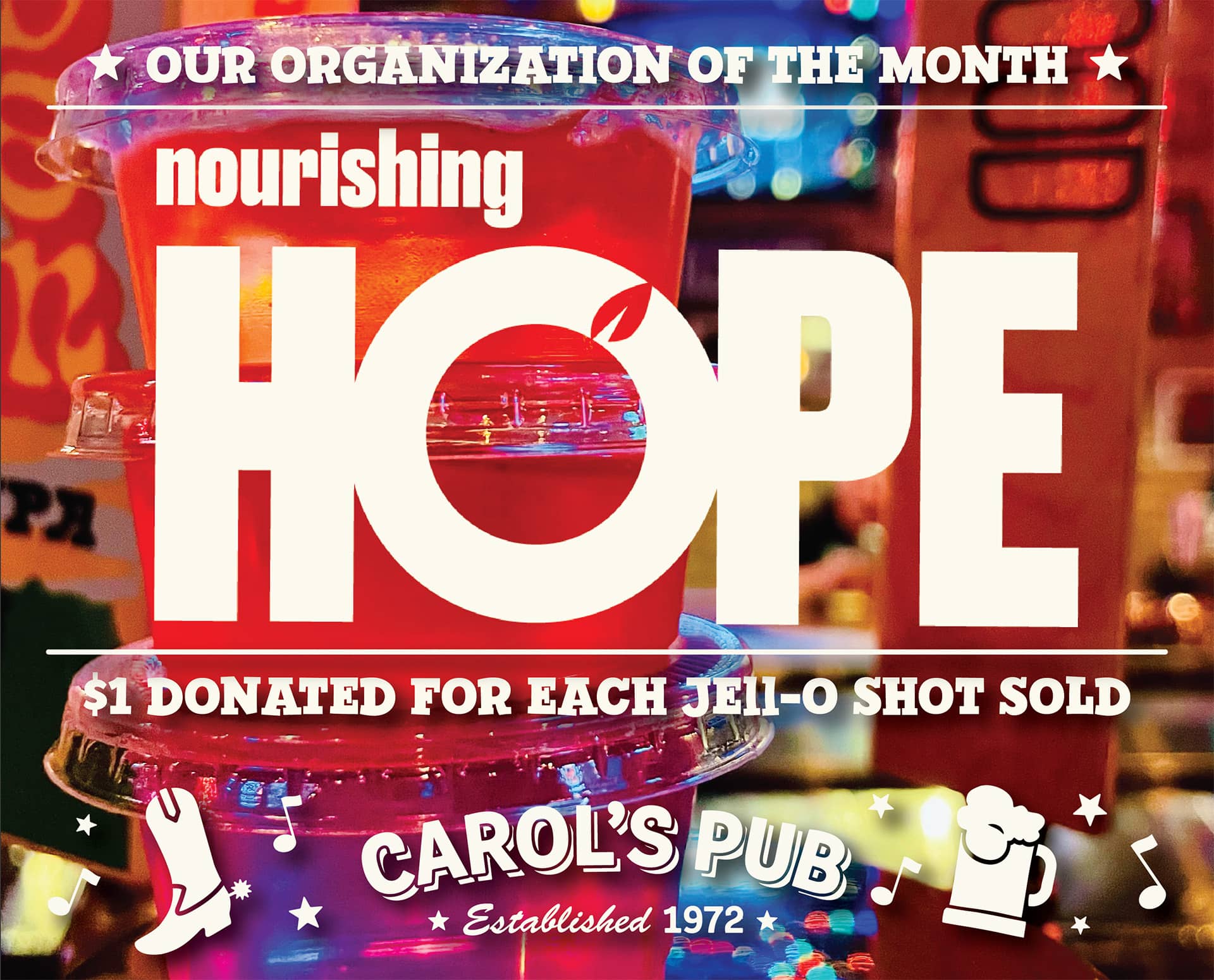Poster for Nourishing Hope, May's Organization of the Month